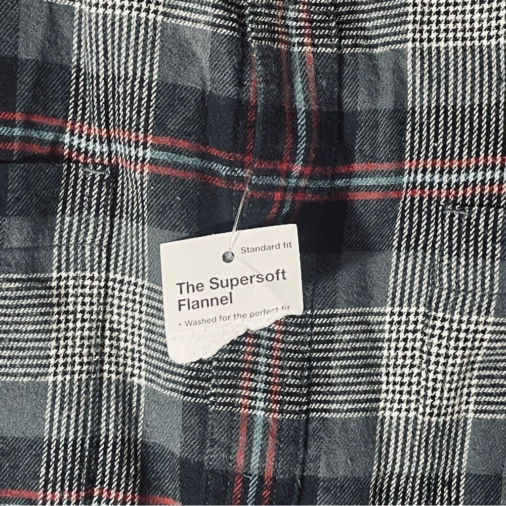 Sonoma The Super Flannel Black, Red, White & Blue Cotton Shirt Size L NWT - Picture 5 of 9